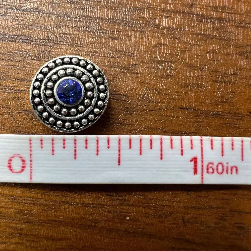 Jewelry Making Lot Pewter and Crystal Round Spacers Silver and Sapphire Blue